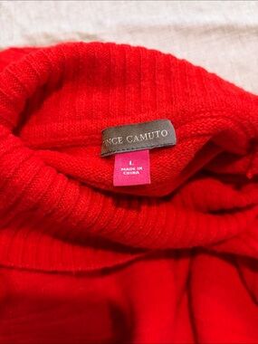 Vince Camuto Bright Red Boxy, Swingy, Comfy, and Fun Turtleneck Sweater